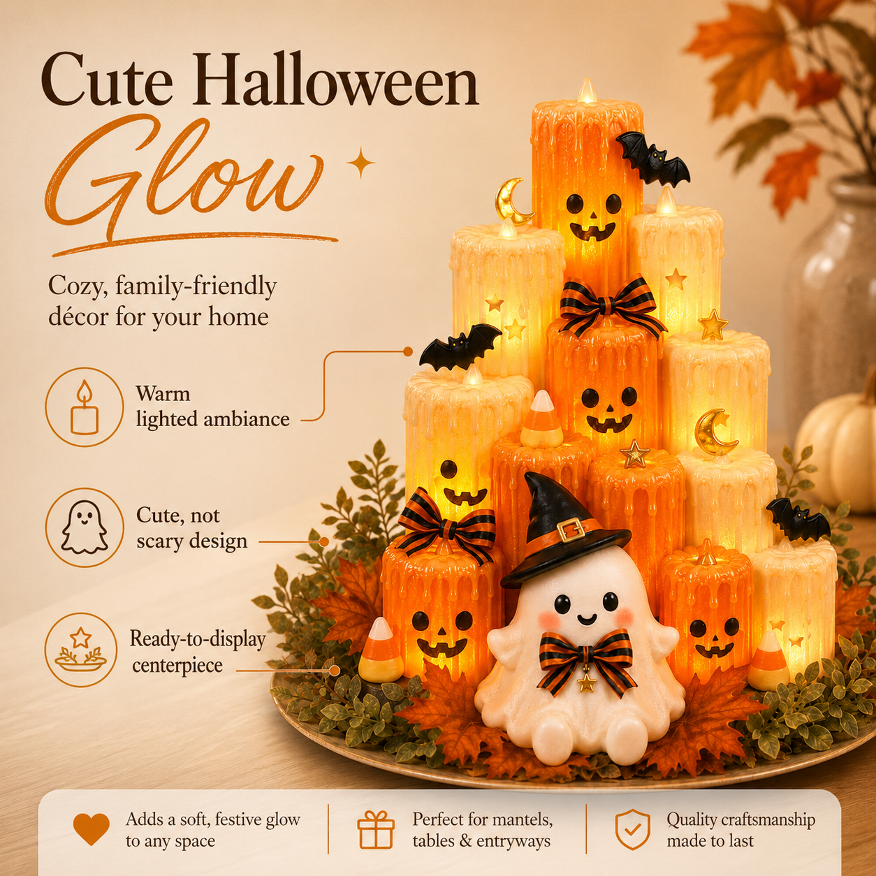 🎃Early Halloween Sale 48% OFF🎃 Cozy Lighted Halloween Ghost Centerpiece