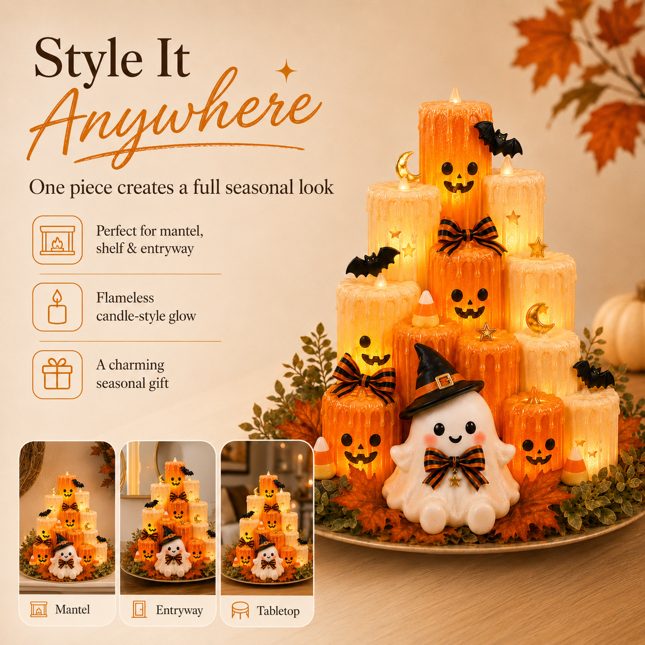 🎃Early Halloween Sale 48% OFF🎃 Cozy Lighted Halloween Ghost Centerpiece