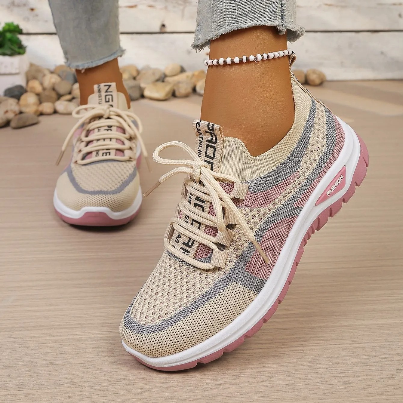 velmirafit™ Breathable Colorblock Knit Walking Shoes - Orthopedic Cushioned Sneakers for Foot Pain Relief