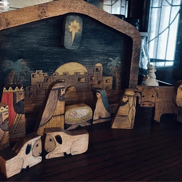 💓Handmade Wooden Jesus Puzzle Statue, Nativity Puzzle with Wood Burned Design