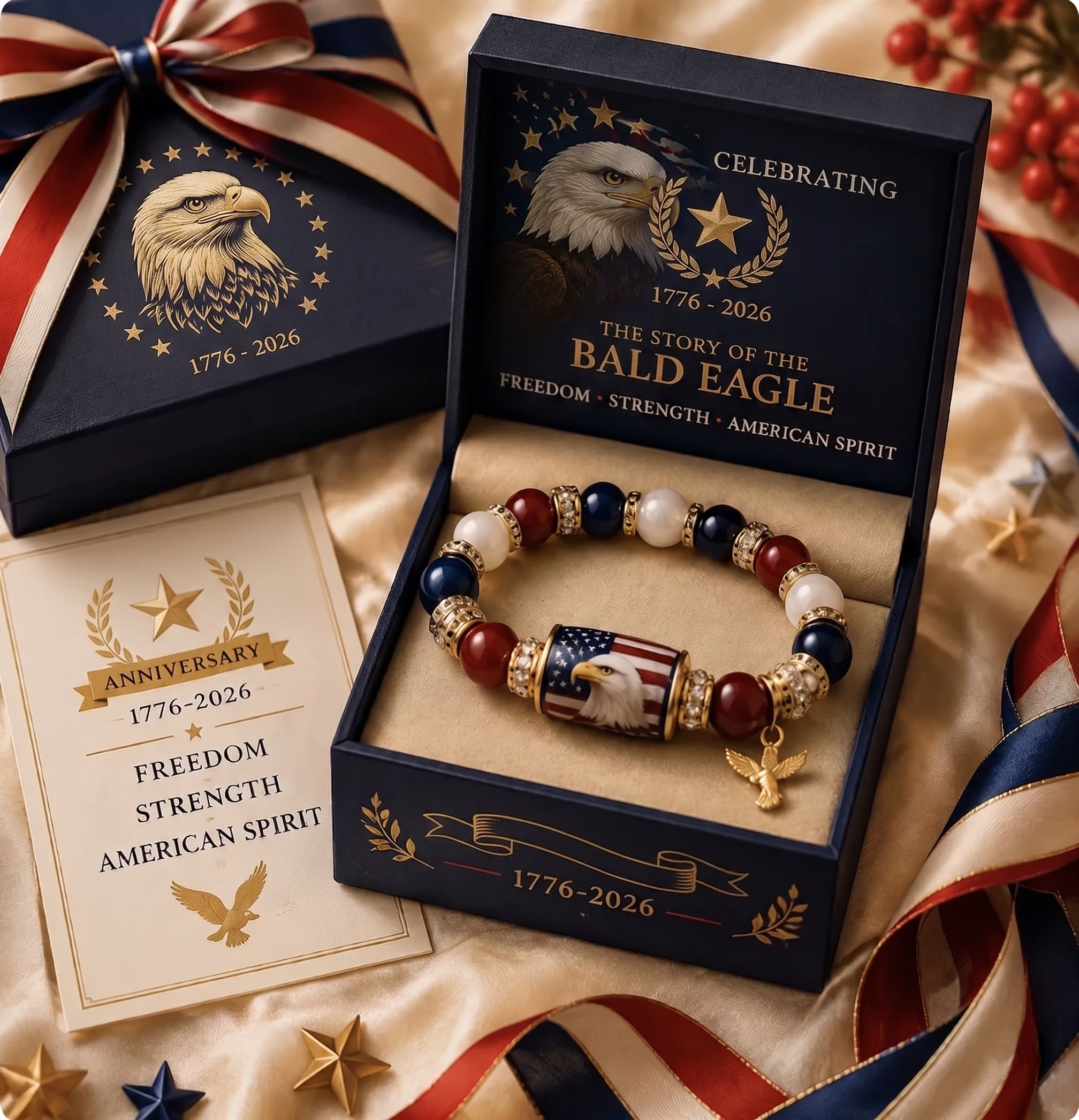 💎 Red, White & Blue Eagle Bracelet of Belief ✨