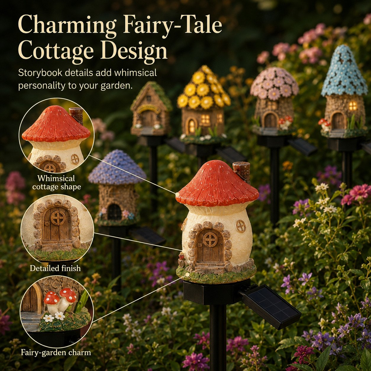 🍄✨ Turn Your Backyard Into An Enchanted Fairy Forest! Solar Mushroom Cottage Garden Light