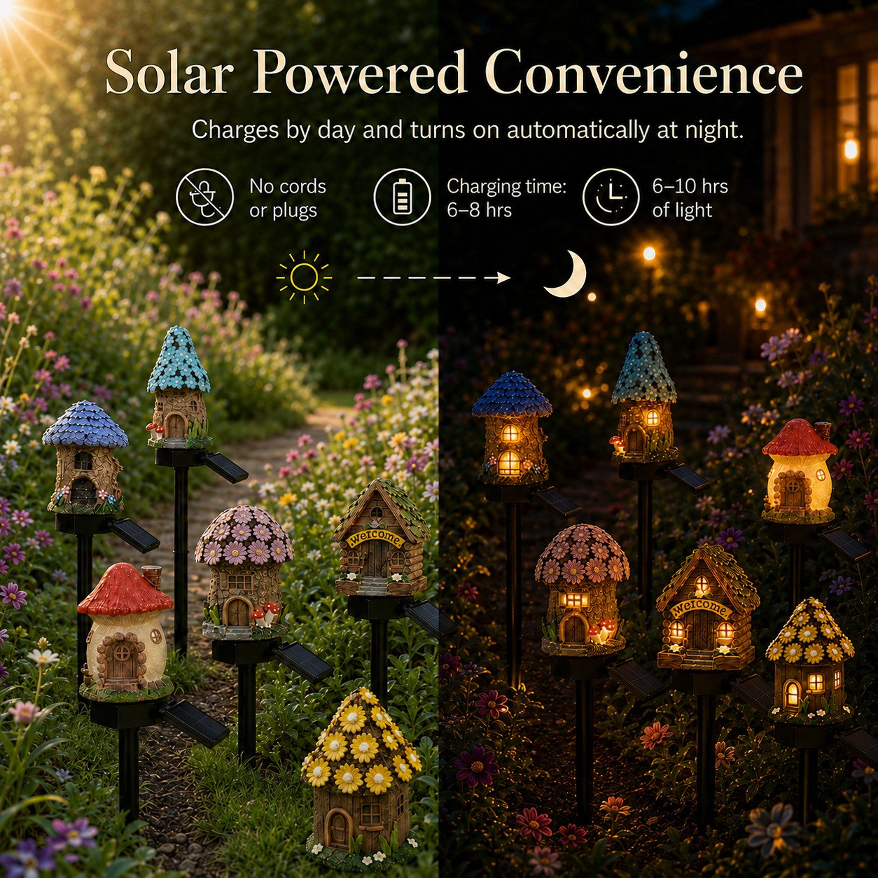 🍄✨ Turn Your Backyard Into An Enchanted Fairy Forest! Solar Mushroom Cottage Garden Light