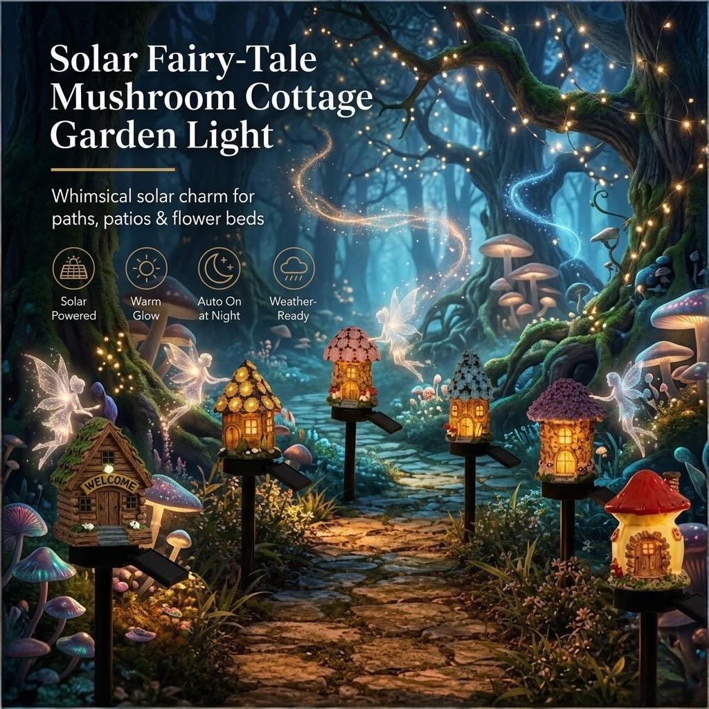 🍄✨ Turn Your Backyard Into An Enchanted Fairy Forest! Solar Mushroom Cottage Garden Light