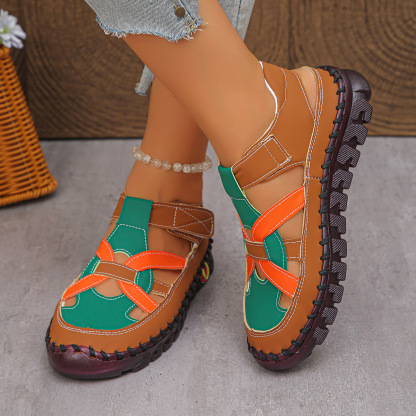Women's Fashion Hollow Out Leather Sport Sandals Sneakers Slip-on Loafers