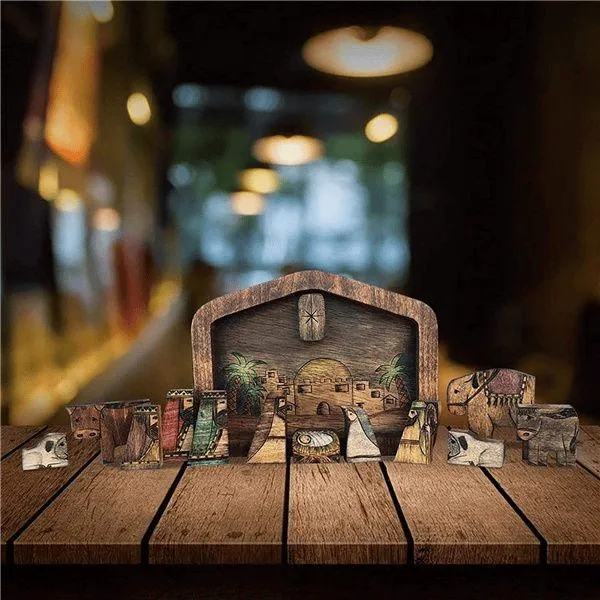 💓Handmade Wooden Jesus Puzzle Statue, Nativity Puzzle with Wood Burned Design