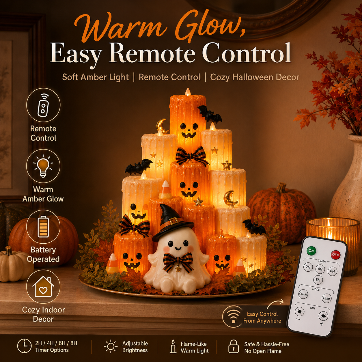 🎃Early Halloween Sale 48% OFF🎃 Cozy Lighted Halloween Ghost Centerpiece
