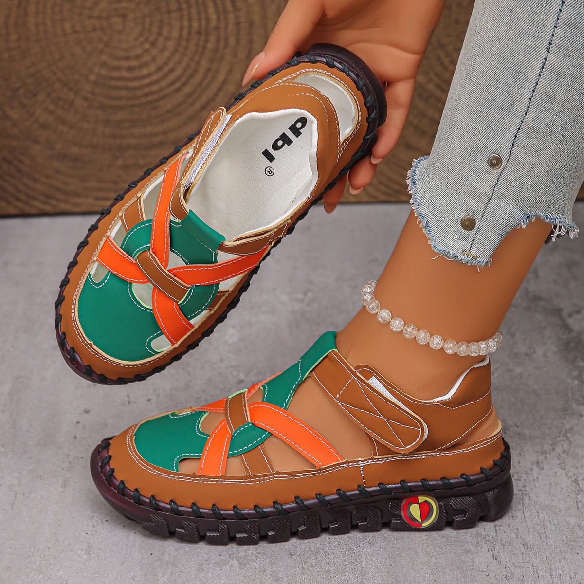 Women's Fashion Hollow Out Leather Sport Sandals Sneakers Slip-on Loafers