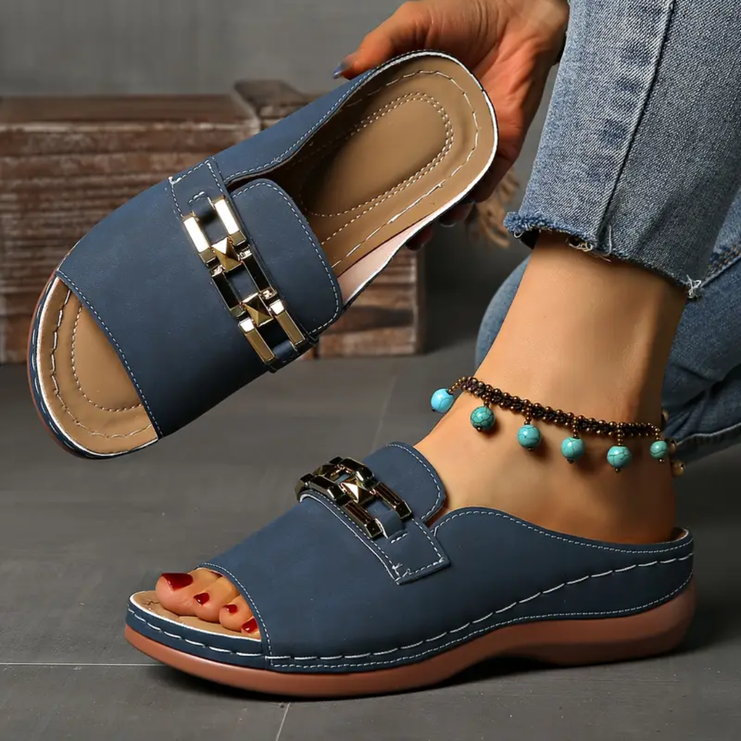 Gold-Link Arch Support Platform Slide Sandals | Soft Cushioning & Lightweight Lift