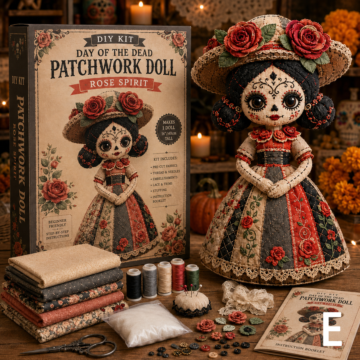 🎃Early Halloween Sale 48% OFF🎃Day of the Dead Patchwork Doll DIY Kit