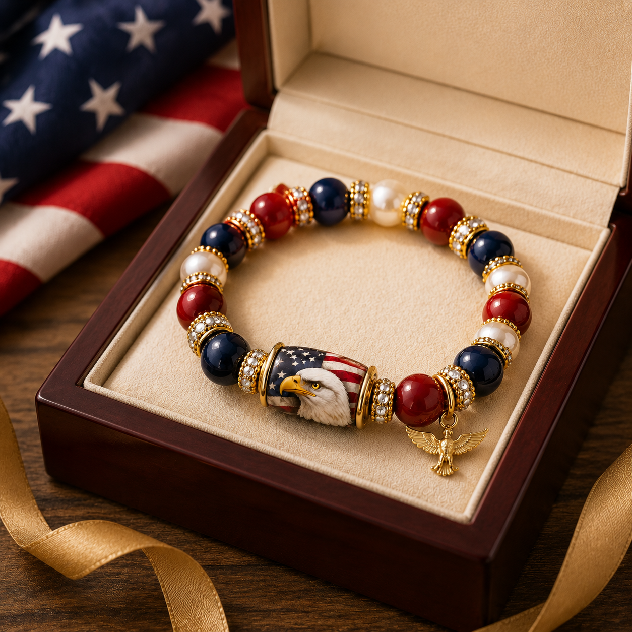 💎 Red, White & Blue Eagle Bracelet of Belief ✨