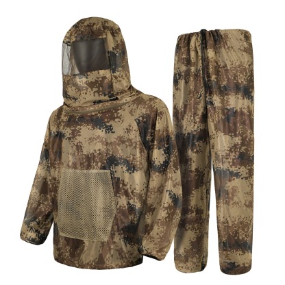 Men's Camo Adventure Camping Mesh Hooded Mosquito Repellent Suit
