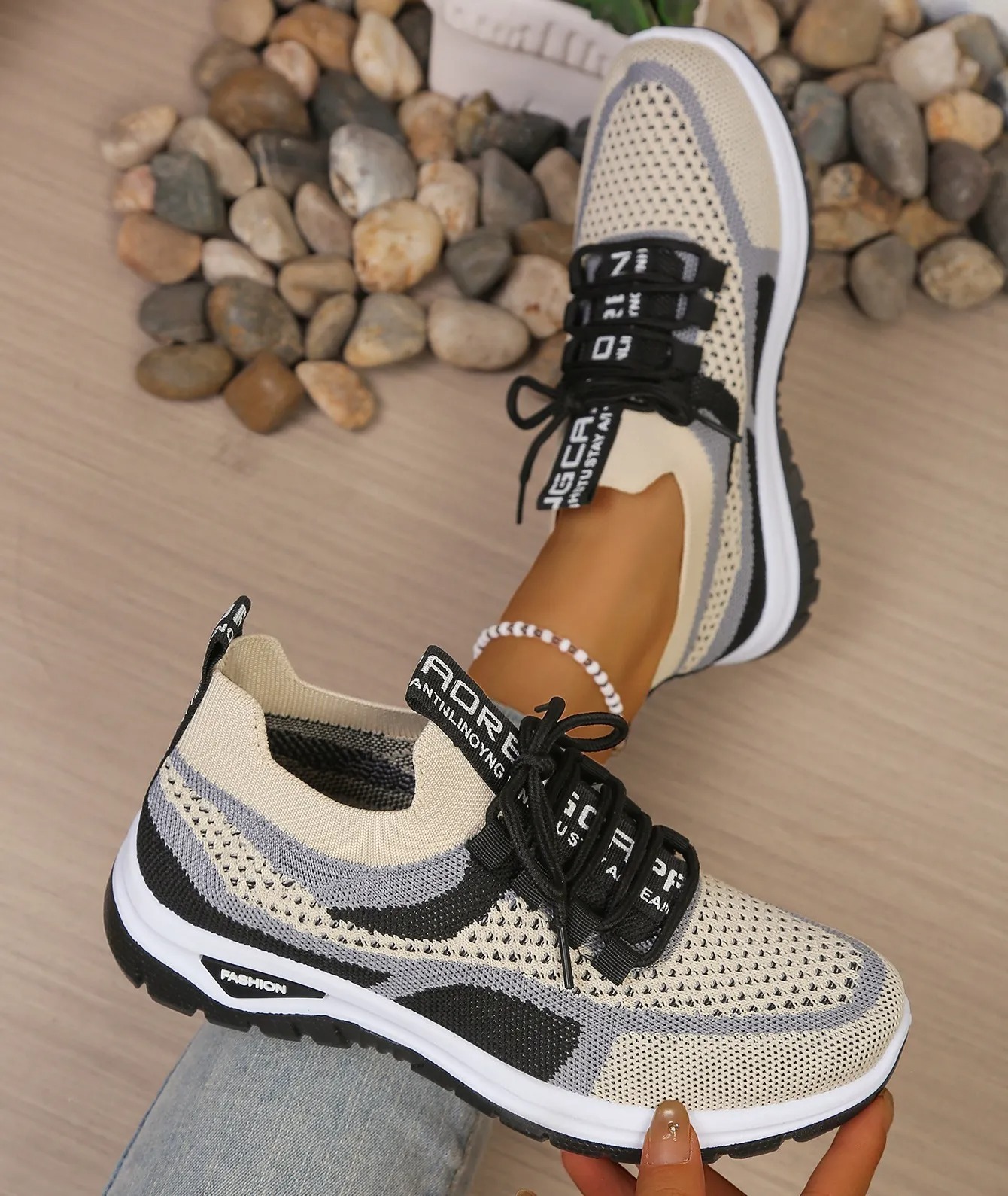 velmirafit™ Breathable Colorblock Knit Walking Shoes - Orthopedic Cushioned Sneakers for Foot Pain Relief