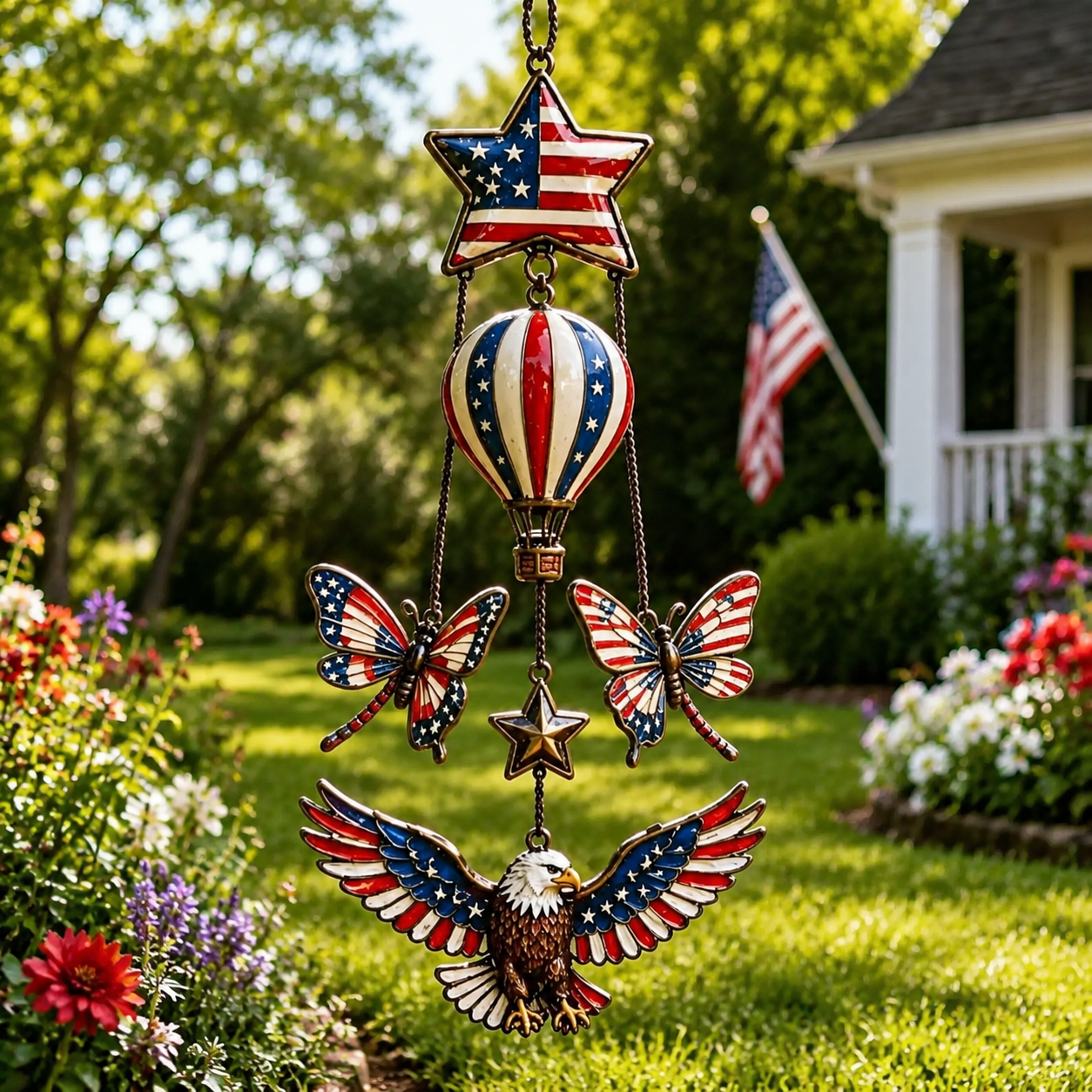 Patriotic Memorial Wind Chime for Your Garden—Celebrate Every Breeze with Patriotic Pride