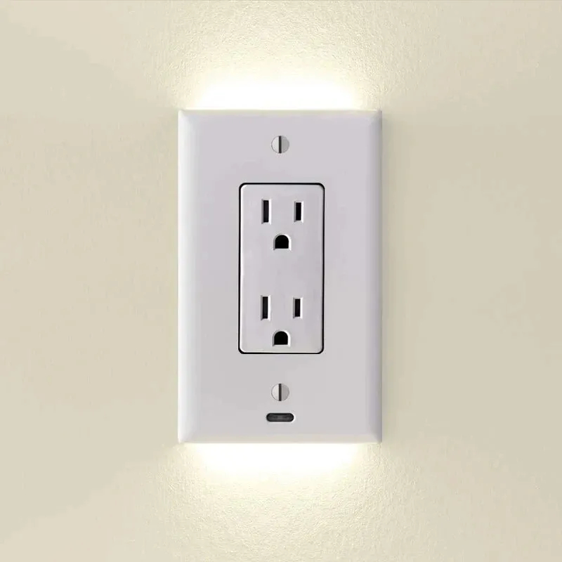 Outlet Cover with Integrated LED Night GuideLight