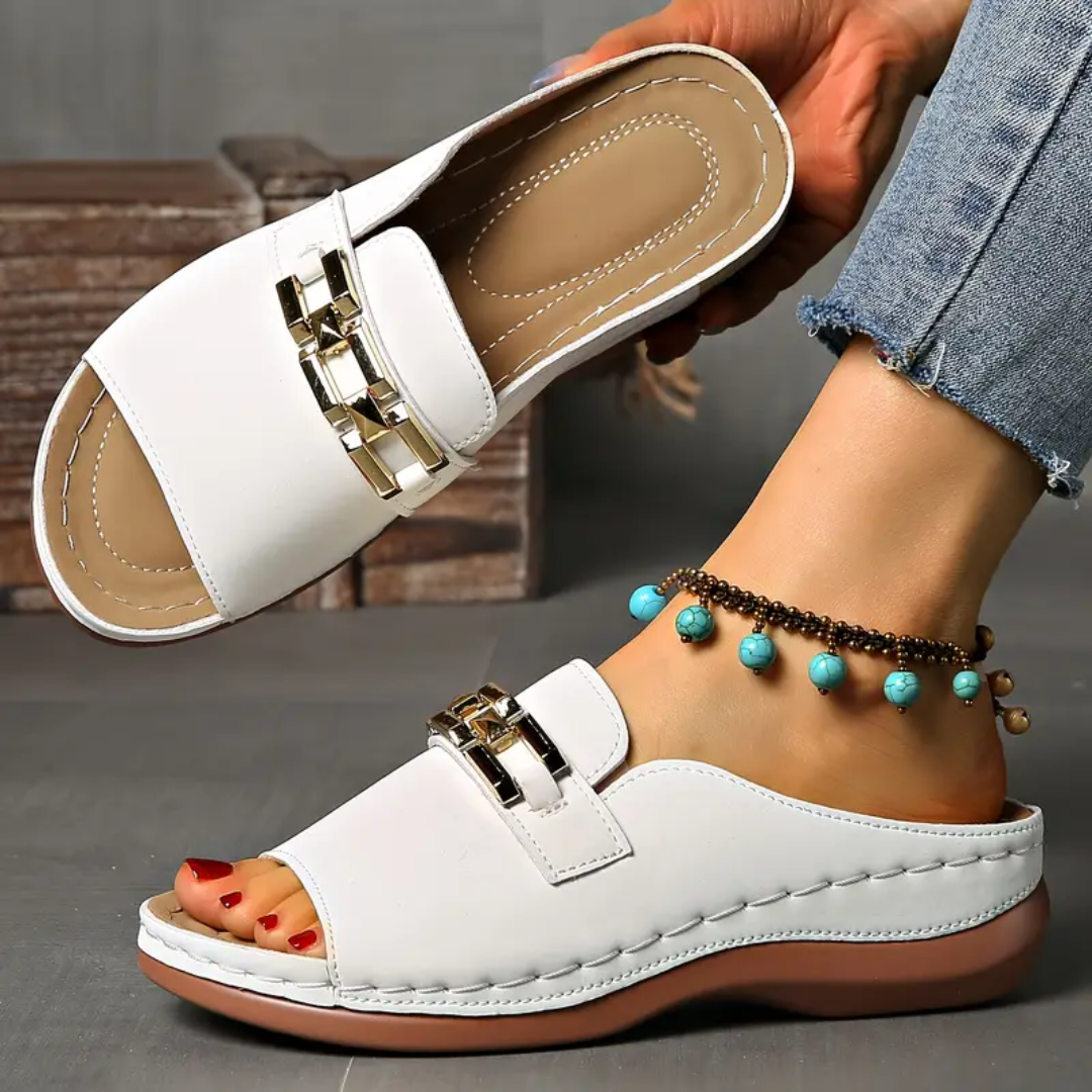 Gold-Link Arch Support Platform Slide Sandals | Soft Cushioning & Lightweight Lift