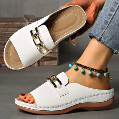 Gold-Link Arch Support Platform Slide Sandals | Soft Cushioning & Lightweight Lift