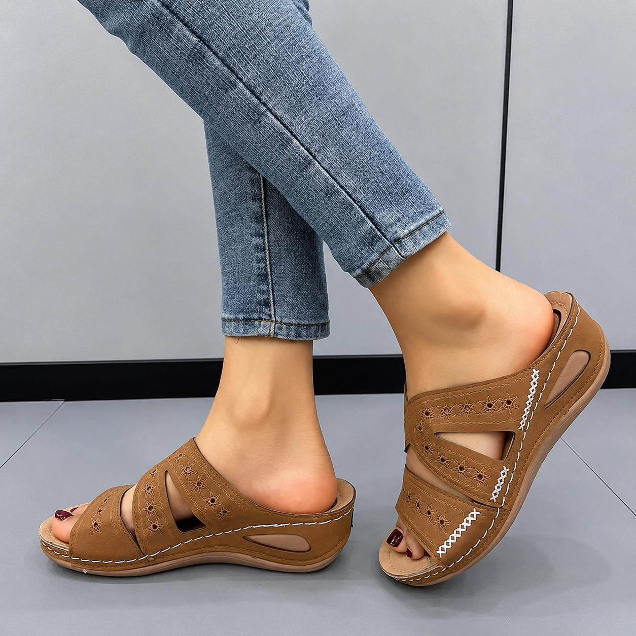Soft Cushioned Wedge Sandals for All-Day Comfort