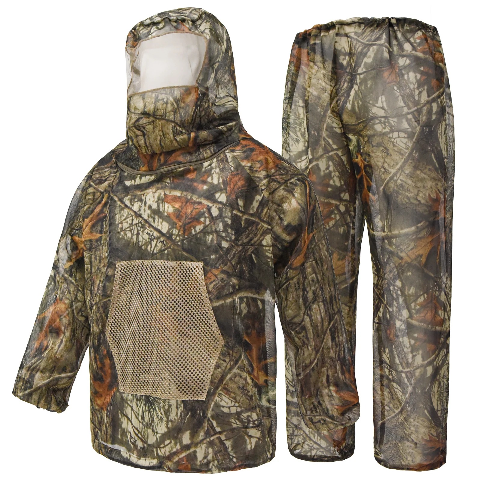 Men's Camo Adventure Camping Mesh Hooded Mosquito Repellent Suit