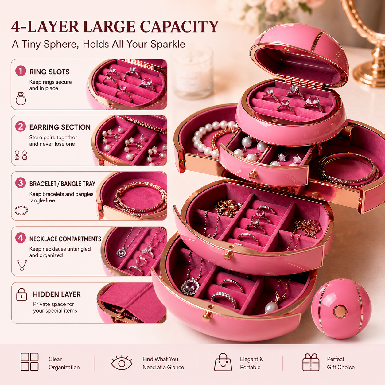⏰Last Day Promotion 48%OFF⏰Automatic Deformable Spherical Jewelry Box