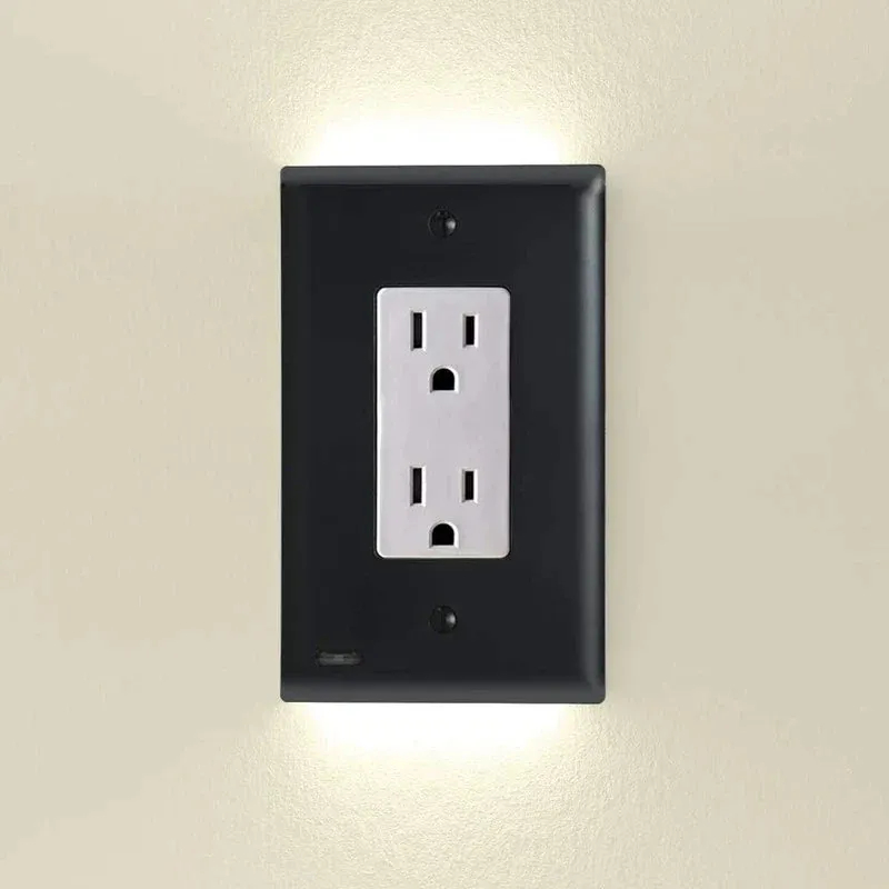 Outlet Cover with Integrated LED Night GuideLight