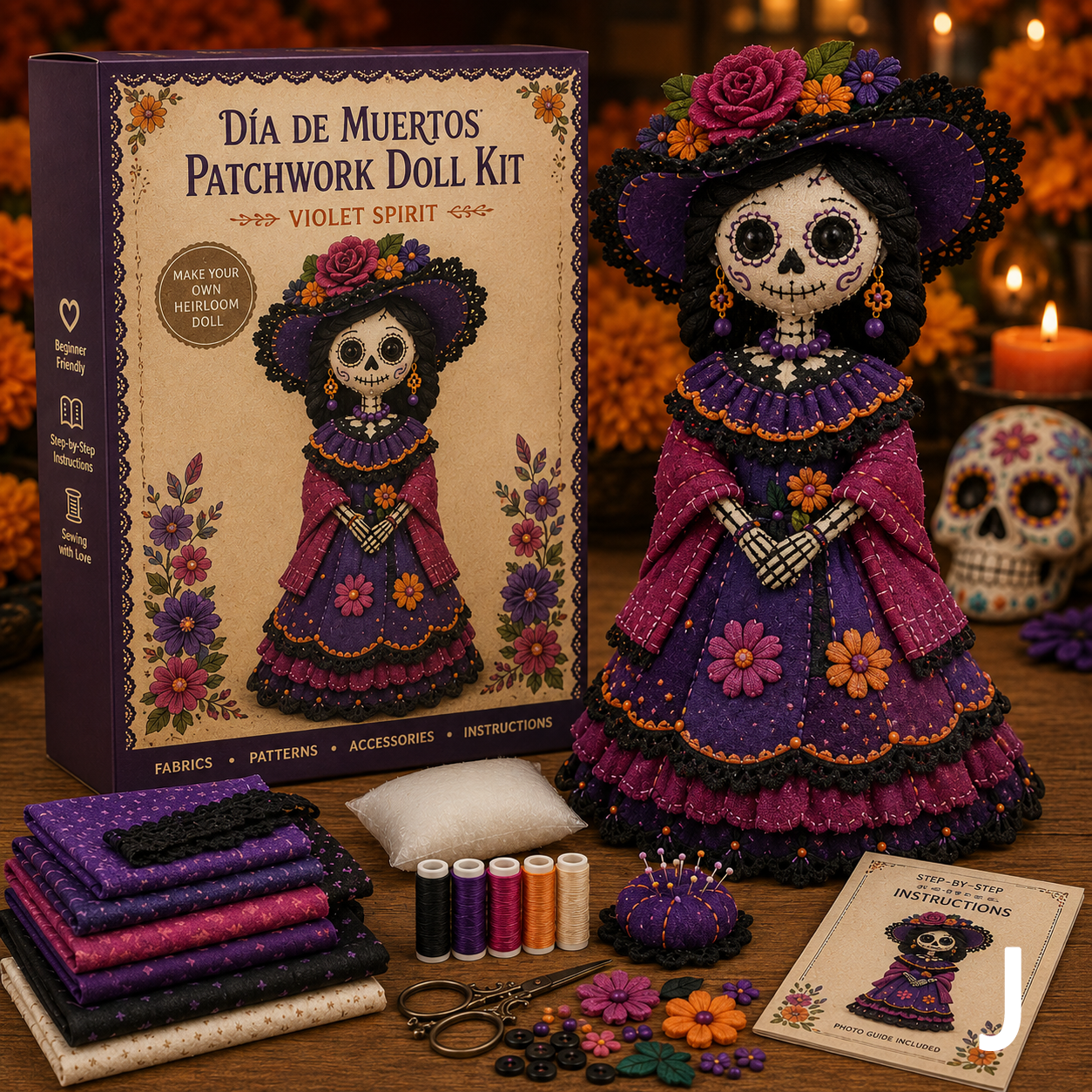 🎃Early Halloween Sale 48% OFF🎃Day of the Dead Patchwork Doll DIY Kit