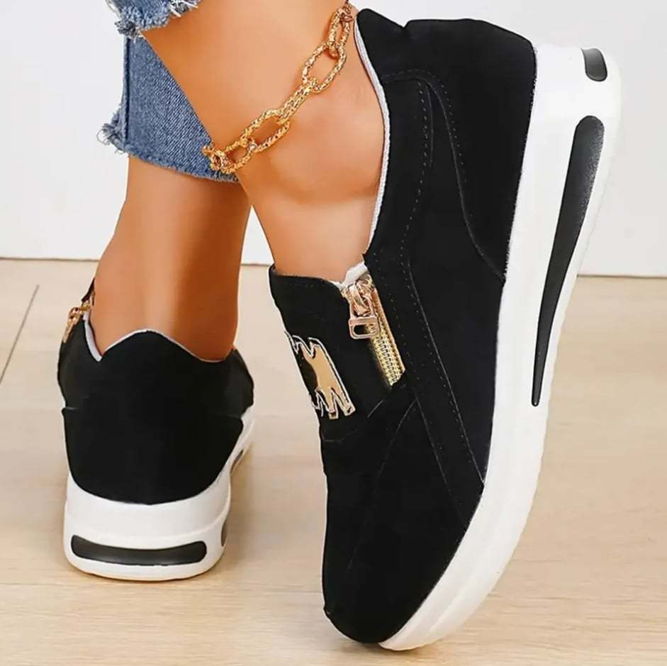 Women’s Comfort Zip Slip-On Sneakers – Lightweight, Breathable & Easy Walk Design