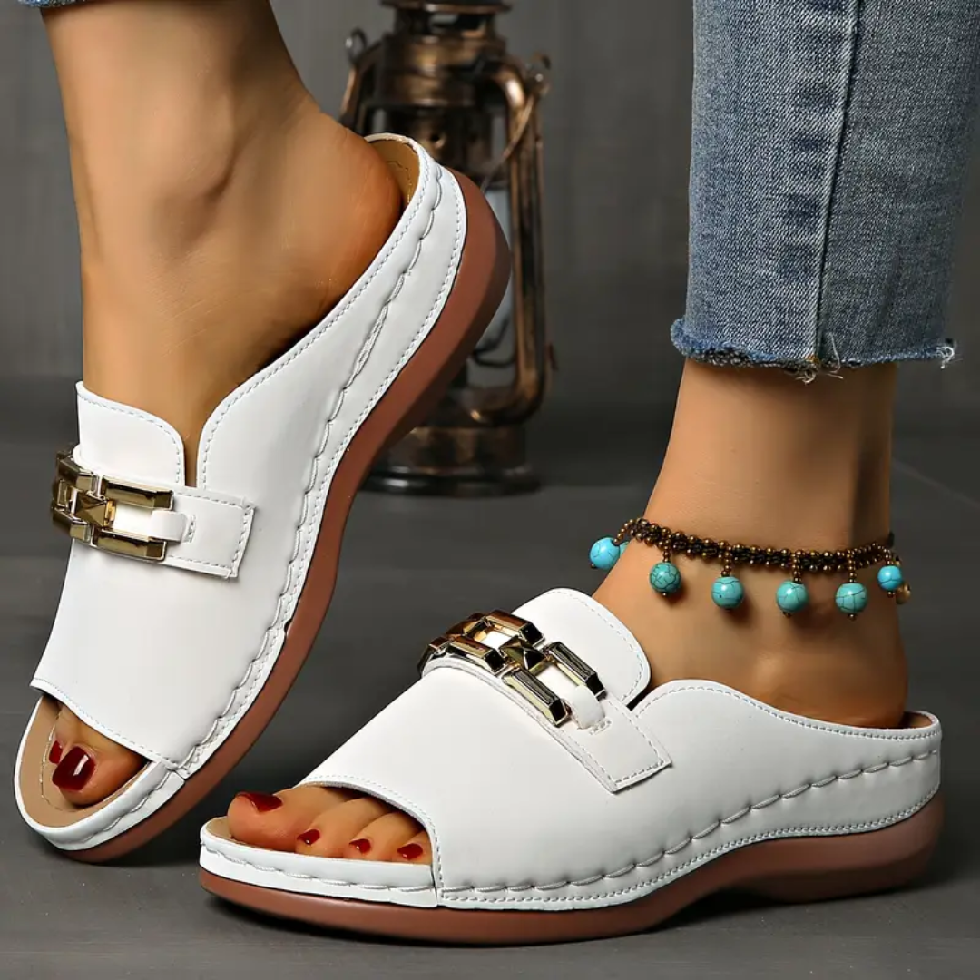 Gold-Link Arch Support Platform Slide Sandals | Soft Cushioning & Lightweight Lift