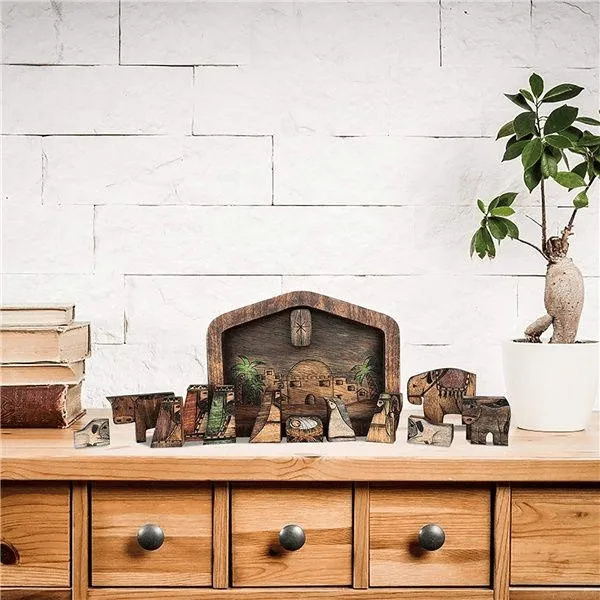 💓Handmade Wooden Jesus Puzzle Statue, Nativity Puzzle with Wood Burned Design