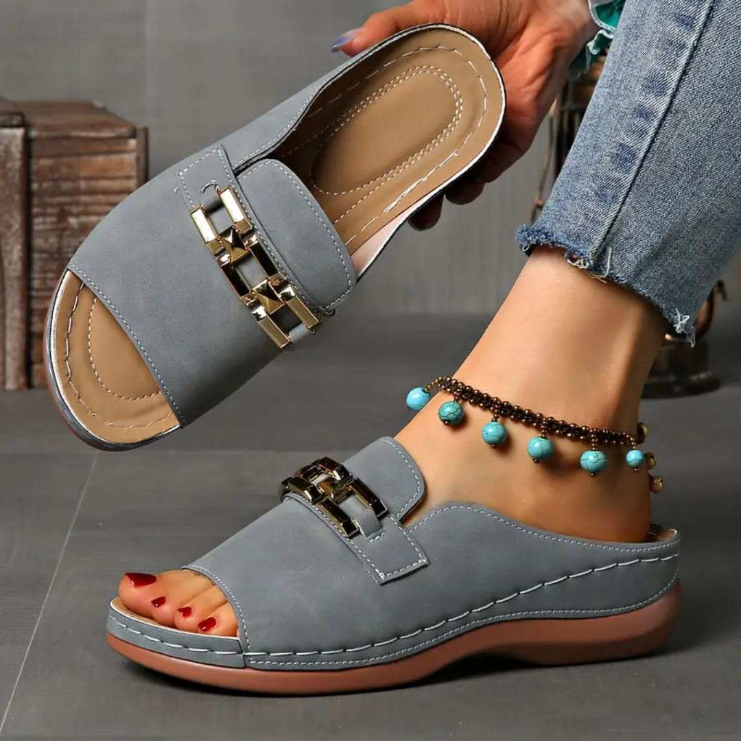 Gold-Link Arch Support Platform Slide Sandals | Soft Cushioning & Lightweight Lift