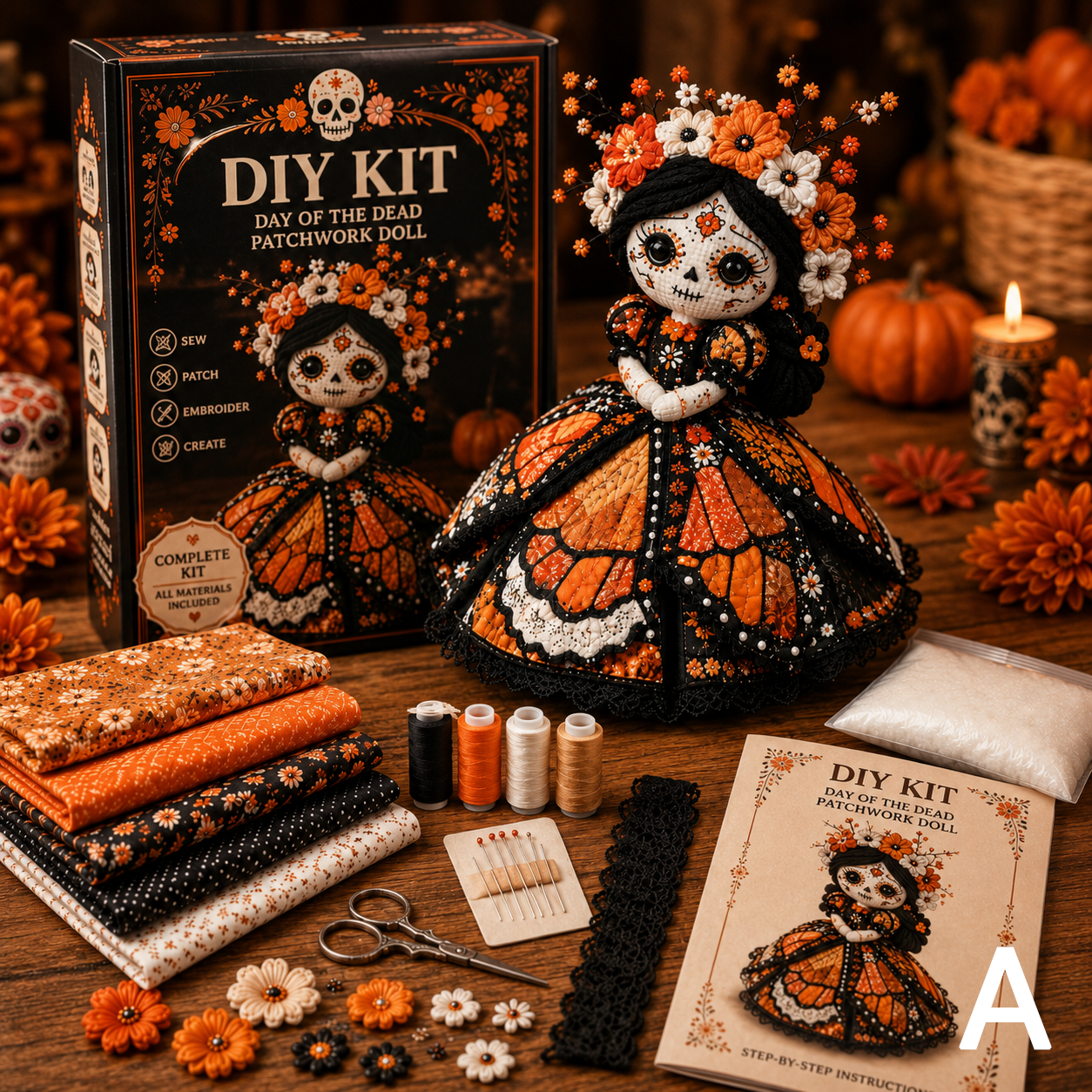 🎃Early Halloween Sale 48% OFF🎃Day of the Dead Patchwork Doll DIY Kit