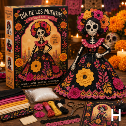 🎃Early Halloween Sale 48% OFF🎃Day of the Dead Patchwork Doll DIY Kit