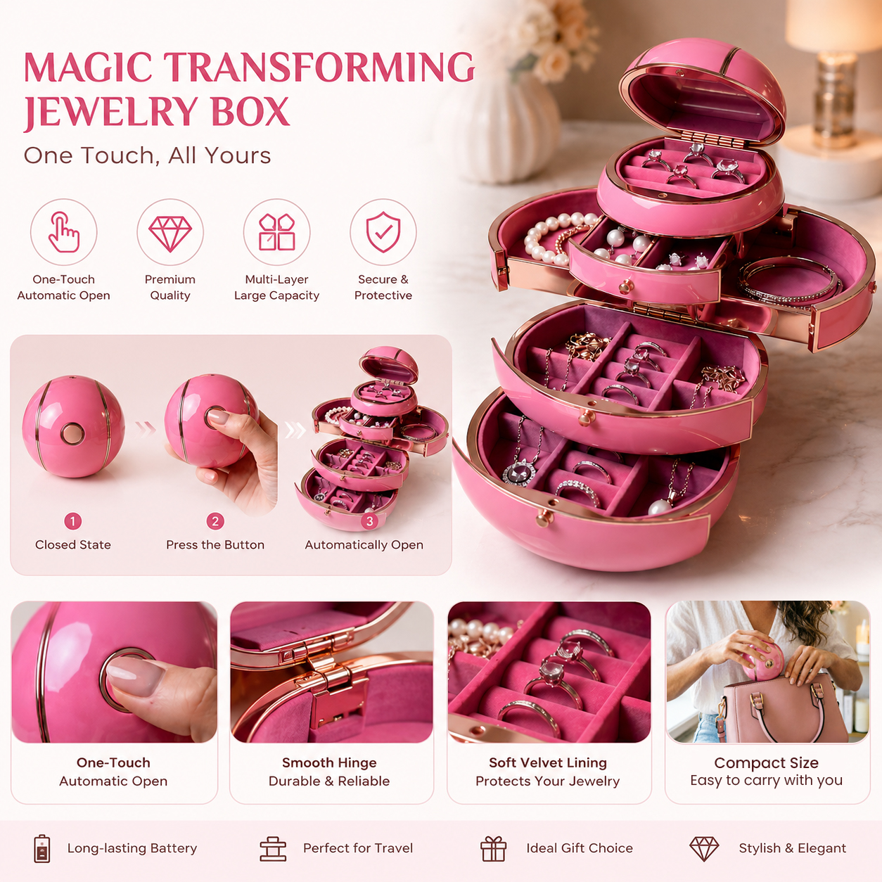 ⏰Last Day Promotion 48%OFF⏰Automatic Deformable Spherical Jewelry Box