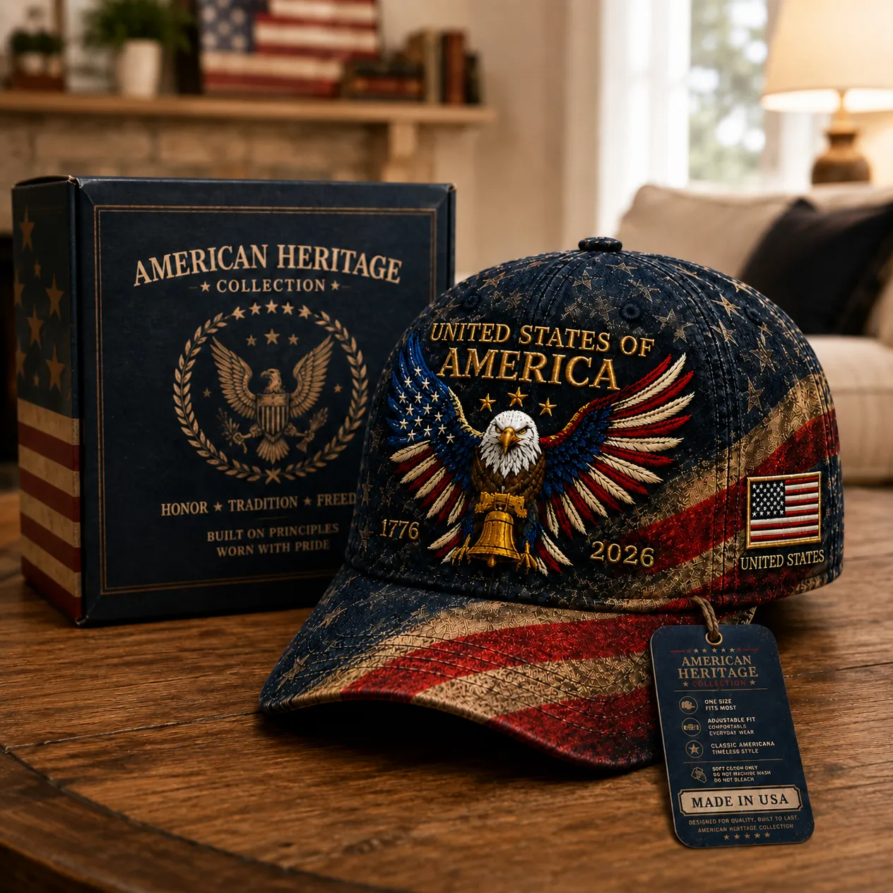 Premium Crafted USA Patriotic Eagle Cap