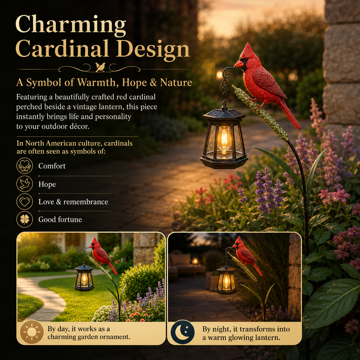 🐦 Cardinal Solar Light—A Beautiful Garden Light That Feels Full of Life