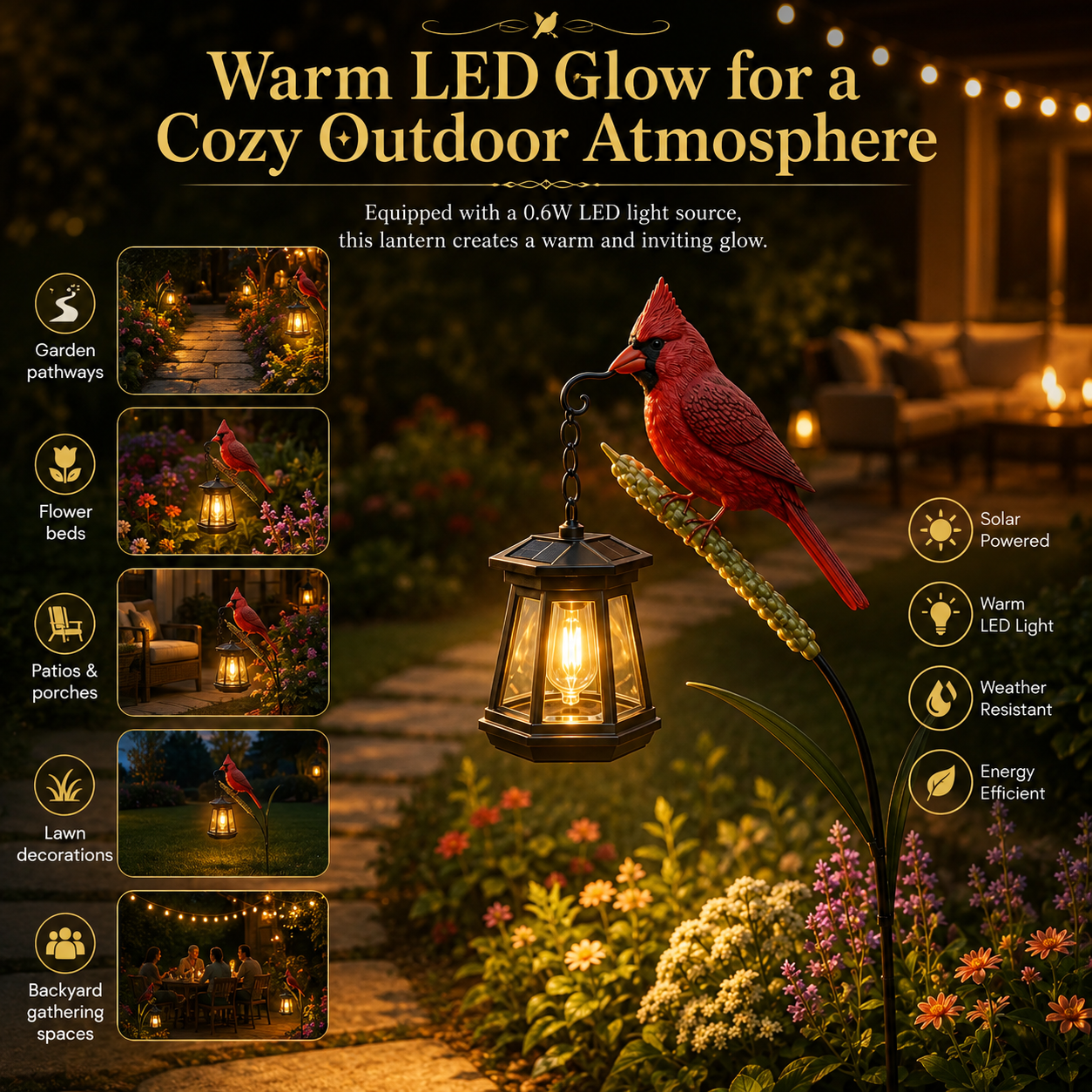 🐦 Cardinal Solar Light—A Beautiful Garden Light That Feels Full of Life