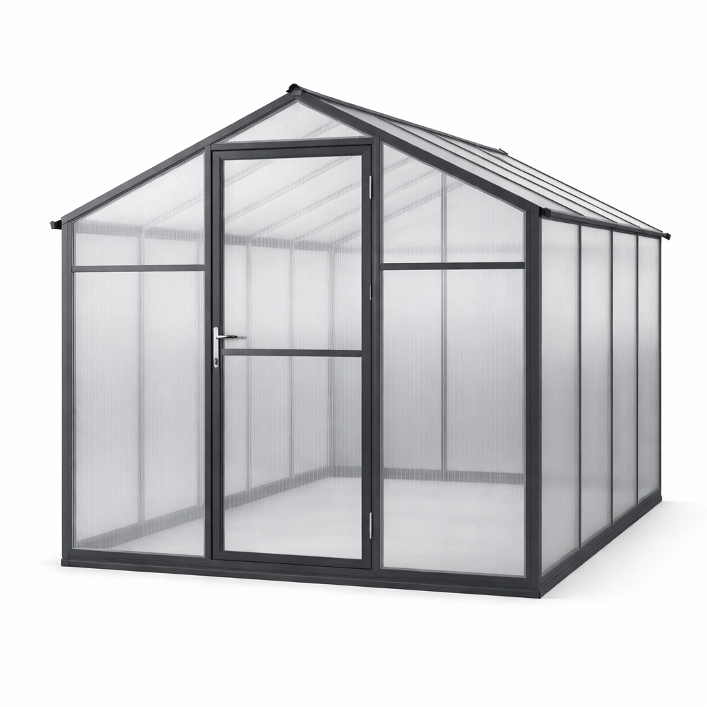 Invernadero de aluminio y policarbonato transparente 277x190x195 cm-homkera