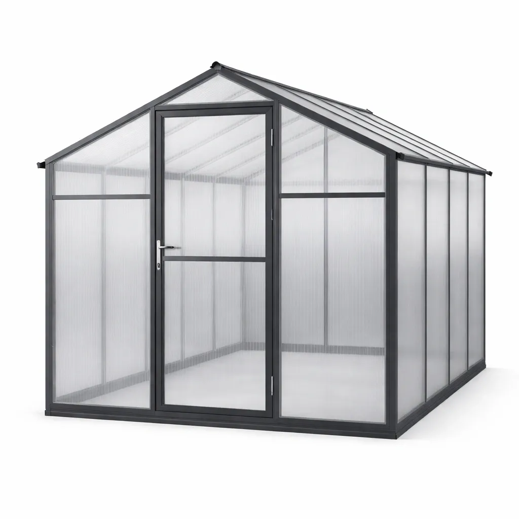 Invernadero de aluminio y policarbonato transparente 277x190x195 cm-homkera