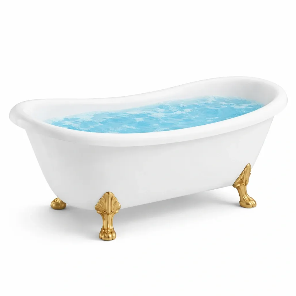 Bañera independiente de acrílico blanco con patas de metal galvanizado-homkera
