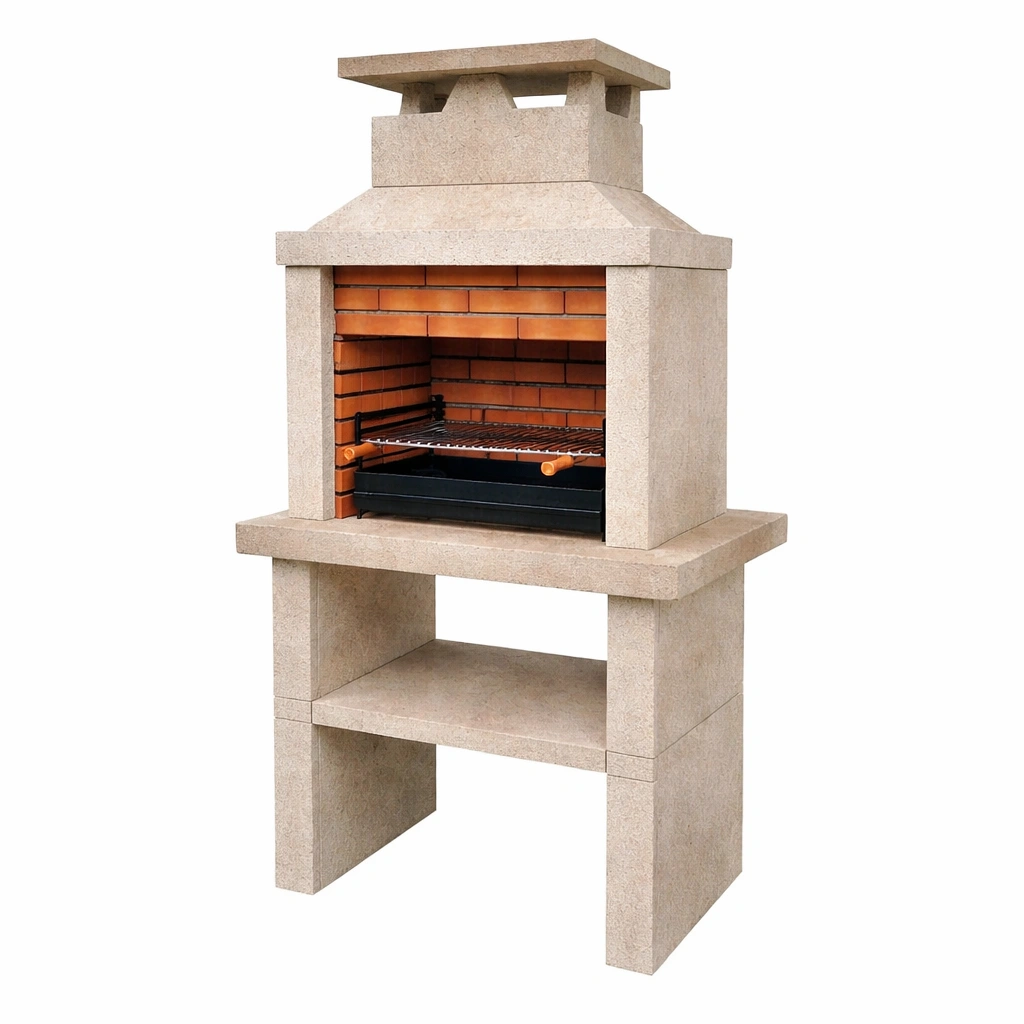 Barbacoa de piedra y ladrillo refractario 102x60x203 cm-homkera