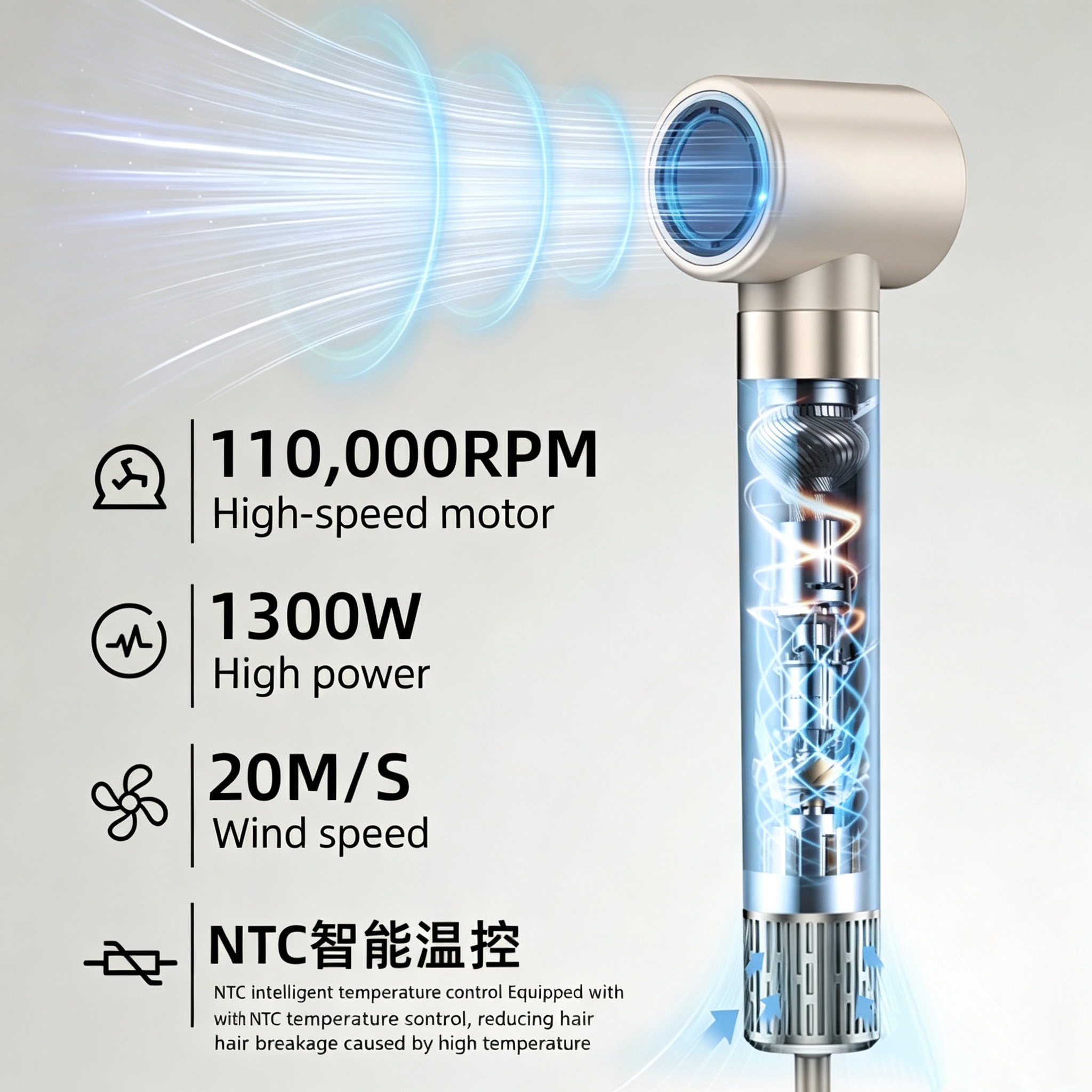 8 in 1 Hot Air Brush Set, Negative Ion Hair Dryer Brush, Professional Straightener Curler Comb, Fast Drying Volumizer Styling Tool for All Hair Types
