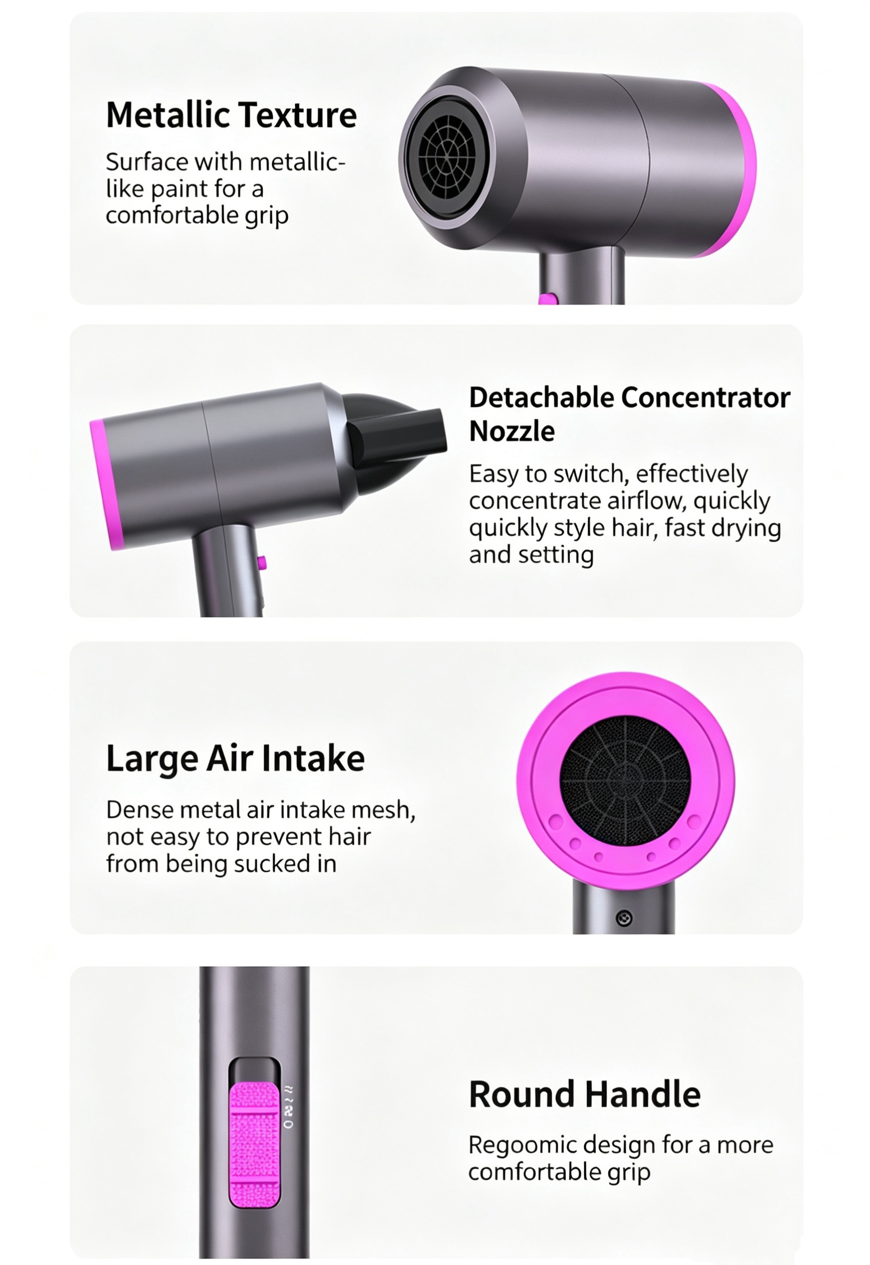 Fast Drying Ionic Hair Dryer, Professional Salon Blow Dryer with Constant Temperature, Anti-Frizz, Lightweight, with Diffuser for All Hair Types