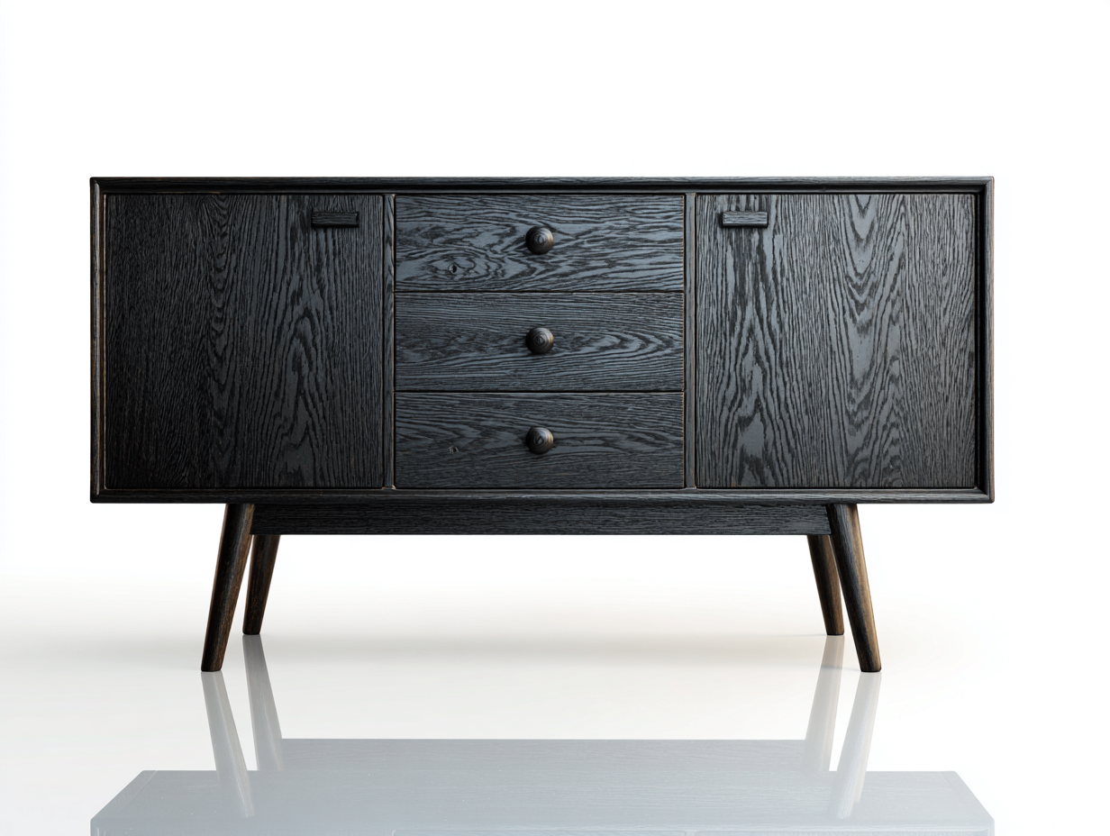 Mobile ingresso - legno - 154x40x88 cm - nero - stile rétro moderno-Freshmorihaus