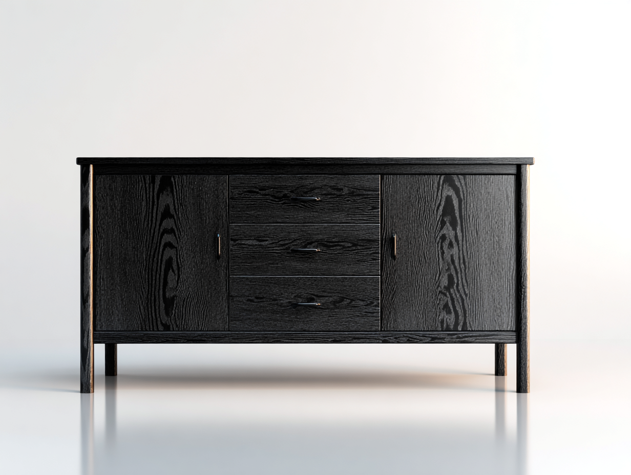 Mobile ingresso - legno - 162x44x86 cm - nero - stile minimal contemporaneo-Freshmorihaus