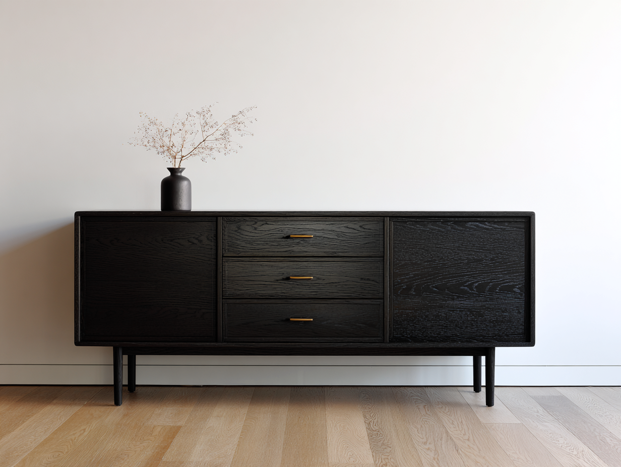 Mobile ingresso - legno - 168x43x82 cm - nero - stile nordico moderno-Freshmorihaus