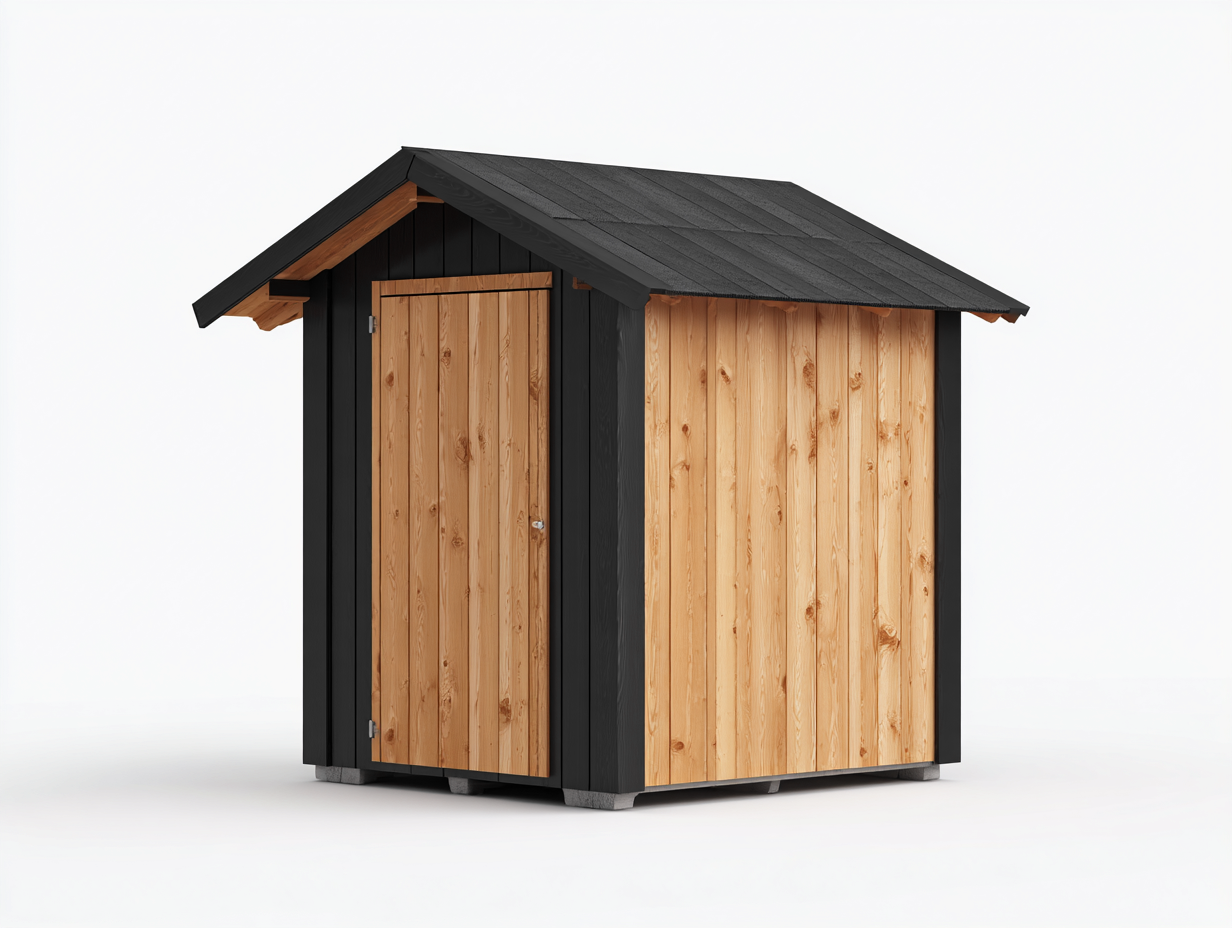 Casetta da giardino - Legno - 218x196x234 cm - Legno naturale-Nero - Stile nordico-Freshmorihaus