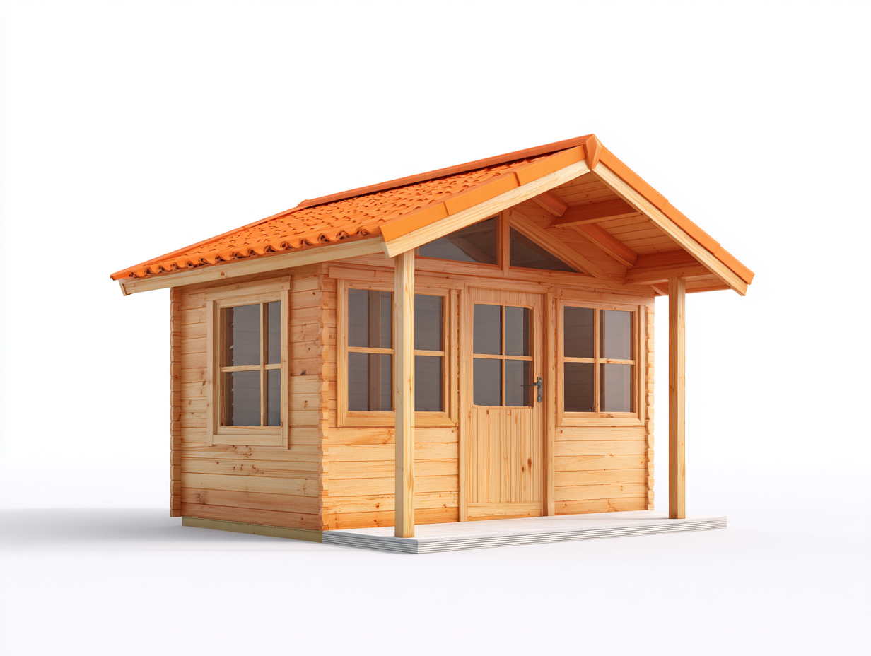 Casetta da giardino - Legno - 320x268x272 cm - Legno naturale-Arancione - Stile rustico-Freshmorihaus