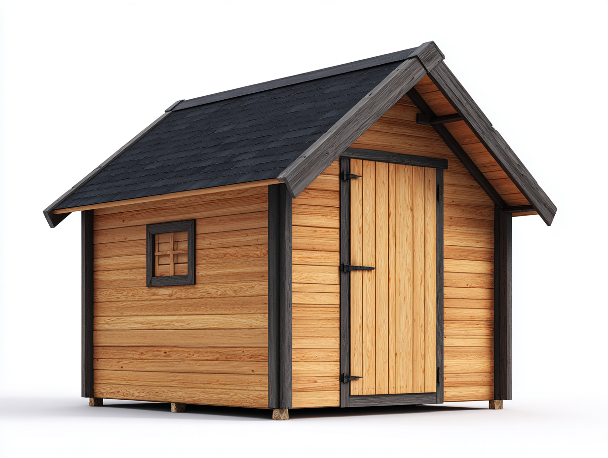 Casetta da giardino - Legno-Metallo - 276x228x264 cm - Legno naturale-Nero - Stile chalet-Freshmorihaus