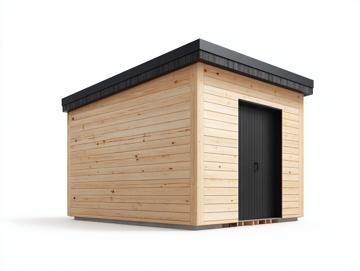 Casetta da giardino - Legno - 356x278x248 cm - Legno naturale-Nero - Stile moderno-Freshmorihaus