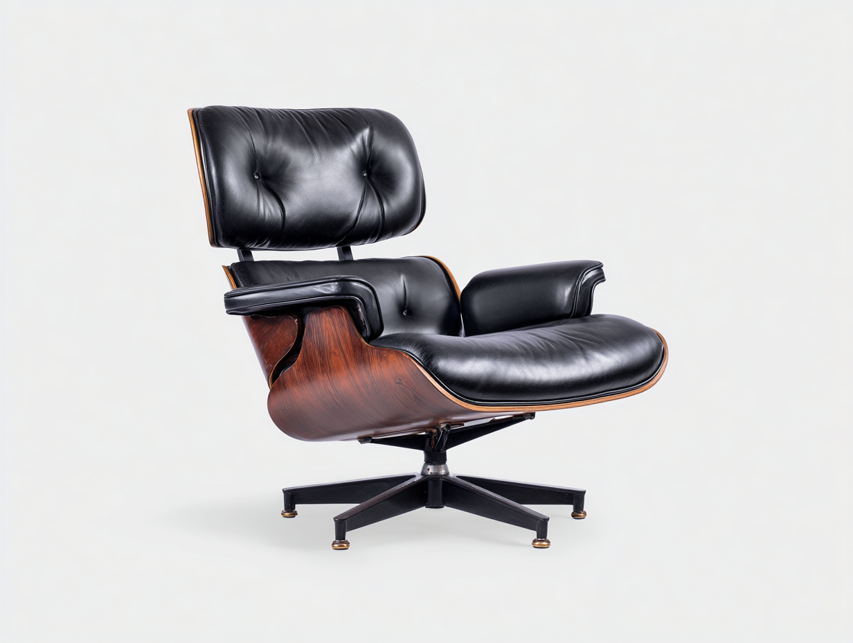 Sillón de oficina ejecutivo reclinable - cuero sintético y madera 85x85x105 cm - color negro y marrón - base giratoria estable-Loroyhaus